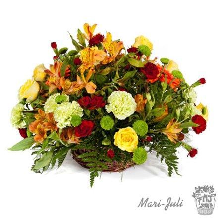 0000046_reffmj0022centro-formal-redondo-con-flores-variadas-tonos-dominantes-en-amarillos-y-rojos Ref.FMJ0022.Centro formal redondo con flores variadas, tonos dominantes en amarillos y rojos.