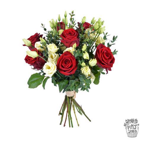 0000240_reffmj0128ramo-de-rosas-rojas-y-lysianthus-blanco Ref.FMJ0128.Ramo de rosas rojas y lysianthus blanco.